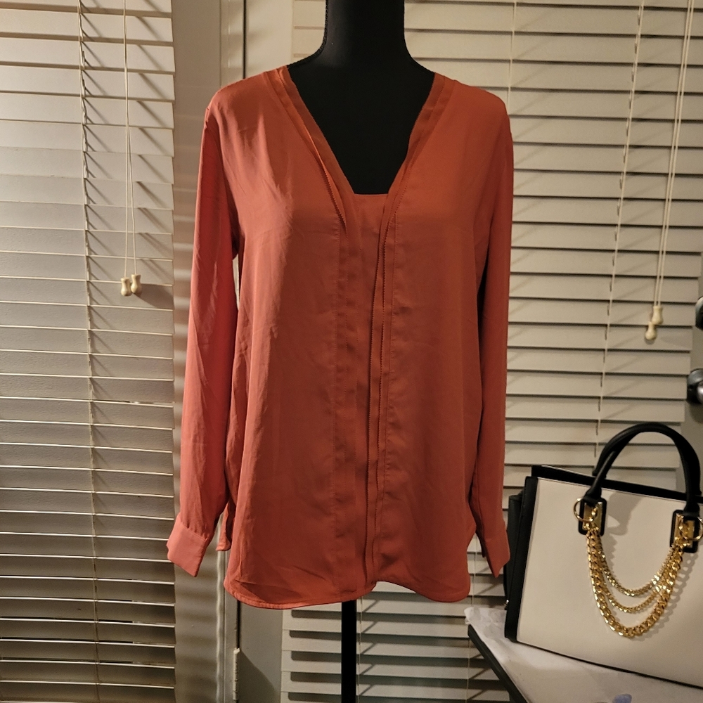 Ann Taylor Orange/ Coral Blouse Size M